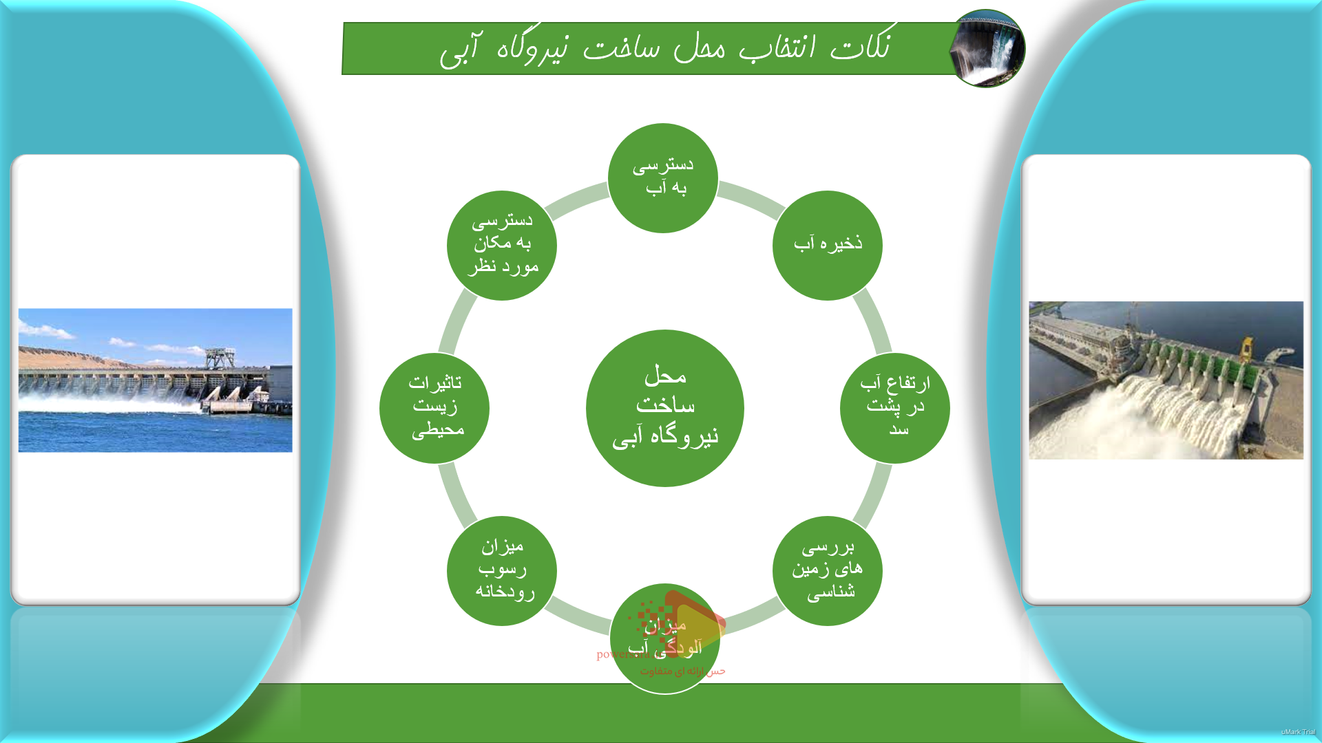 پاورپوینت تولید برق در نیروگاه های برق آبی